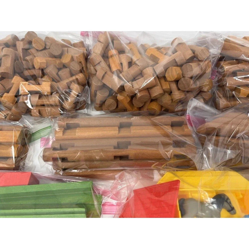 Vintage Lincoln Logs Wooden Building Pieces Lot ~290 Pieces Sorted Clean (A)